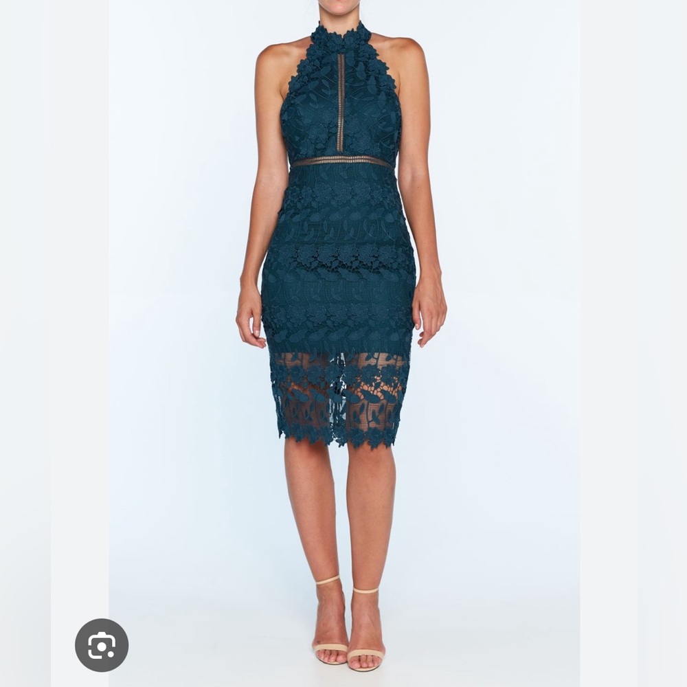 Bardot Nono Halter Dress in Teal